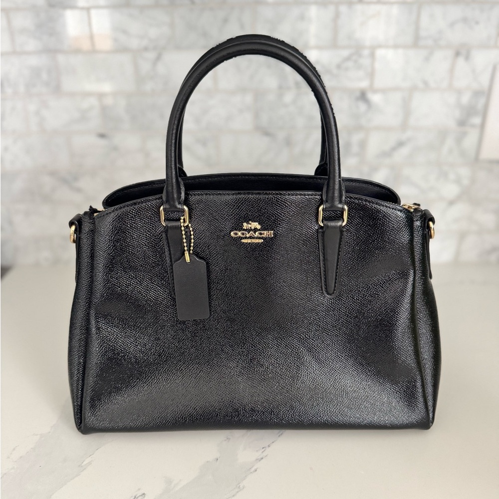 Coach Black Leather Satchel with Gold Hardware